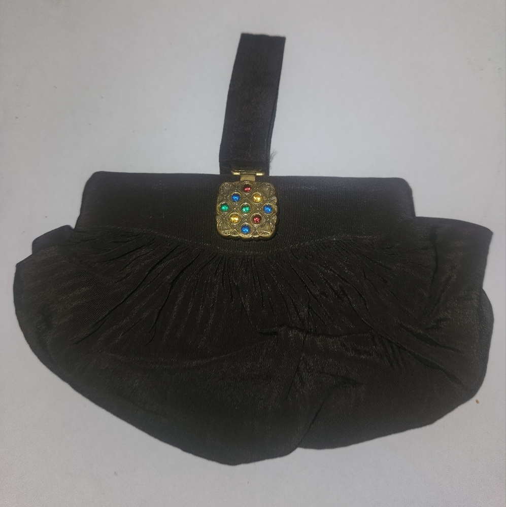 Elegant Black Clutch with Gold Accent